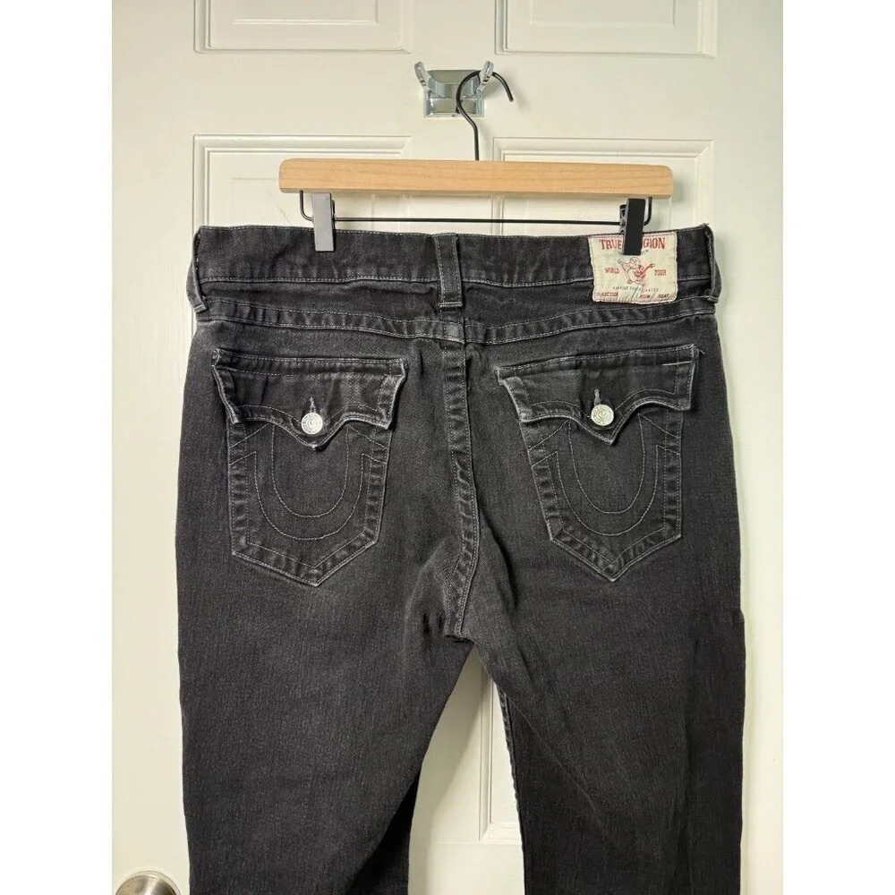 True Religion Men's Ricky Relaxed Straight Jeans Black Demin Size 36W x 29.5L
